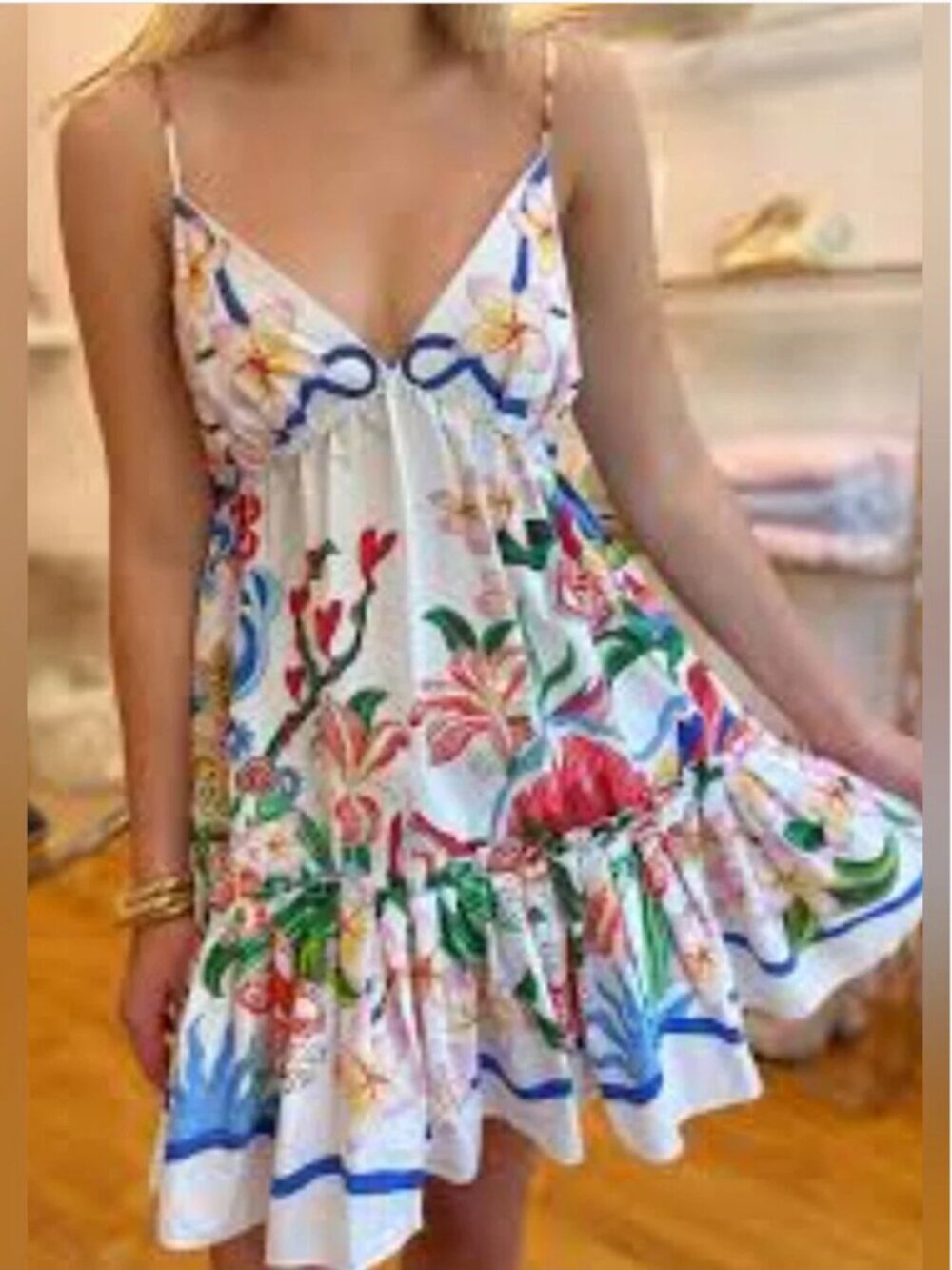 Farm Rio Super Colorful Cotton Mini Summer Dress size S - Picture 2 of 8
